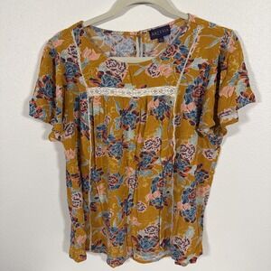 Artesia Womens Top‎ Bell Sleeve Boho Floral Blouse Size XL Cottagcore Peasant Q1